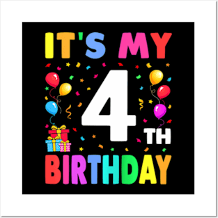 Kids Its My 4Th Birthday 4 Four Happy Birthday Boys Or Girls Posters and Art